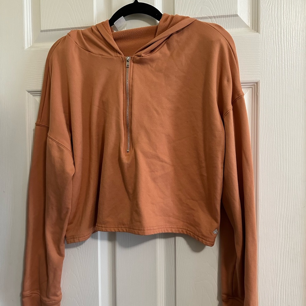 Cali Sport Cozy Women's Zip Cropped Hoodie Sweater in Warm Orange XL